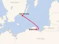 Trasa promowa Gdynia-Karlskrona. Mapa pokazuje połączenie między Polską a Szwecją.