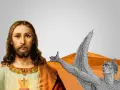 Jesus im Dialog mit dem Teufel in der Wüste. Die Frage "wann ist christliches Fasten" wird hier visuell thematisiert.