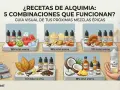 Guía visual de alquimia para vapers: 5 combinaciones de aromas para crear tus mezclas épicas. Incluye frutas, postres, tabaco, frutos secos y tropicales.