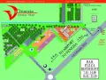 Mapa Venezia Camping Village z zaznaczonymi parcelami, bungalowami, Wi-Fi, toaletami, placem zabaw i drogą do Wenecji.