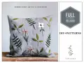 Patron taie d'oreiller 65x65 brodé de fleurs et feuilles. Un tutoriel complet de couture et broderie est disponible.