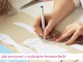 Rysowanie na tkaninie przy użyciu szablonu krawieckiego.