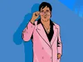 Tommy Vercetti w różowej marynarce poprawia okulary. Szukasz kodów do GTA Vice City?