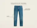 Vaqueros de hombre, amplios arriba y ajustados abajo, con corte tapered.