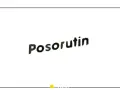 Napis "Posorutin" na białym tle. Pod napisem linia z kropką.