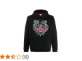 Czarna bluza z kapturem Kenzo z wyrazistym, haftowanym tygrysem i logo marki.