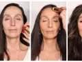 Kobieta z makijażem i bez. Od naturalnego wyglądu do pełnego blasku, pokazując transformację "make up no make up".