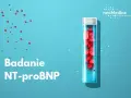 Badanie NT-proBNP. Próbka krwi w probówce, symbolizująca diagnostykę kardiologiczną.