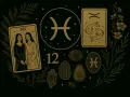 Ryby, jaki żywioł? Symbol zodiaku, karty tarota i kamienie szlachetne tworzą mistyczną kompozycję.