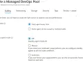 Einstellungen für den Azure DevOps Agent: Agent-Zustand (frisch oder wiederverwendbar) und Standby-Modus (aus, manuell, automatisch).