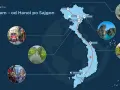 Mapa Wietnamu z trasą od Sapy do Sajgonu. Zobacz Hanoi, Ha Long, Ninh Binh, Hoi An i Ho Chi Minh.