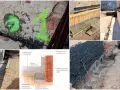 Prace przy wzmocnieniu fundamentów w starym domu: betonowanie, zbrojenie i izolacja. Schemat przedstawia przekrój ławy fundamentowej.