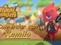 Kamilo, el lagarto de Animal Crossing, listo para comerciar con su gran escarabajo y red.