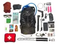 Essential mtb must haves for any adventure: backpack, pump, tools, spare tube, first aid, map, and snacks.