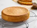 Un pan di spagna sofficissimo, dorato e invitante, pronto per essere farcito.