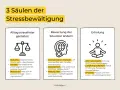 Drei Säulen der Stressbewältigung: Alltag gestalten, Situation bewerten, Erholung. Effektives coping durch Reduktion, Grenzen setzen & Ressourcen nutzen.