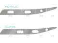 Comparing acrylic and glass shapes, the acrylic pieces appear thinner, suggesting plexiglass is lighter than glass.