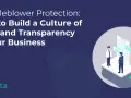Illustration of people discussing a whistleblower policy, emphasizing trust and transparency in business.