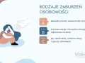 Ilustracja przedstawia smutną postać siedzącą w kucki, z ręką na czole, oraz wyciągniętą dłoń oferującą pomoc.