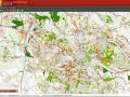Mapa Wrocławia z zaznaczonymi terenami zielonymi i projektami. GIS co to? To system informacji przestrzennej pokazujący dane na mapie.