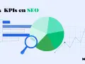 Les KPIs en SEO : analyse de performance avec graphiques, camembert et loupe. Optimisez votre score SEO WordPress.