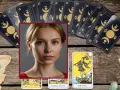 Portret kobiety nad rozłożonymi kartami tarota. Wróżba tarot na jutro dla bliźniąt.