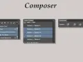 Panel "Composer" z wtyczkami do Photoshop, pokazujący warstwy, kompozycje warstw i opcje aktualizacji.