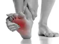 Ból stopy, gdzie czerwony obszar podkreśla unerwienie. Anatomia nerwów w stopie.