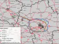Mapa pokazuje warianty dróg z Warszawy do Szczecina. Odległość z Warszawy do Szczecina to ok. 400 km.