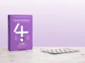 Lila förpackning med "Hormonal Balance" och en tablettkartong. Kan hjälpa mot hormonell obalans symtom kvinna.