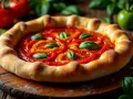 Pyszna pizza z papryką i bazylią, idealne dodatki do pizzy.