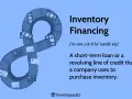 A blue infinity symbol made of blocks, with cash and credit cards on it, illustrates inventory financing.