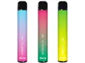 Tres vapers sin nicotina con degradados de color: azul/rosa (arándano), rosa/verde (sandía) y verde (plátano).