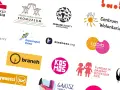 Zbiór różnorodnych logotypów organizacji pozarządowych i charytatywnych, m.in. Fundacja Stocznia, Centrum Wolontariatu, WWF.