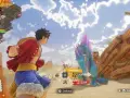 Luffy se enfrenta a un dragón en One Piece Odyssey. El turno 3 del combate está activo.