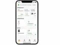 Smart Home App zeigt Geräte in verschiedenen Räumen. Die Hue Deckenleuchte ist eingeschaltet, der Thermostat zeigt 21 Grad. Ein Beispiel für die Organisation von Geräten, die man mit Apple Home steuern kann.