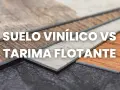 Muestras de tarima flotante o suelo vinílico con diferentes acabados de madera.
