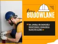 Elektryk w kasku montuje gniazdka. Tekst: "Na jakiej wysokości montować gniazdka elektryczne".