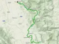 Mappa del cammino dei forti, un percorso tortuoso tra monti e borghi come Castelraimondo e Matelica, con cime come Monte Gemmo.