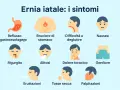 Sintomi dell'ernia iatale: reflusso, bruciore di stomaco, nausea, rigurgito, alitosi, eruttazioni, tosse secca, dolore toracico, gonfiore, difficoltà a deglutire e palpitazioni.