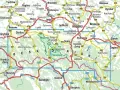 Mapa turystyczna Beskidu Niskiego z zaznaczonym Magurskim Parkiem Narodowym. Atrakcje regionu: Gorlice, Krosno, Sanok, Krynica-Zdrój.