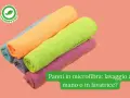 Panni in microfibra colorati, perfetti per scoprire come lavare le pezze in lavatrice senza rovinarle.