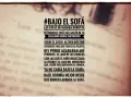 Texto de un microrrelato sobre un sofá y un perro, con un estilo vintage.