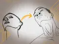 Un artiste amateur montre l'évolution d'un croquis de visage vers un portrait plus détaillé.