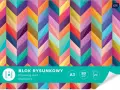 Kolorowy blok rysunkowy z motywem jodełki, idealny do szkolnej wyprawki. Format A3, 80 g/m², 20 kartek.