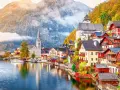 Scenic Hallstatt, Austria, a picturesque village nestled by a lake, perfect for a train journey from Prague.
