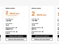 Oferta pakietów internetowych: 5 GB za 25 zł, 2 GB za 15 zł, 2 GB za 12 zł, 500 MB za 5 zł. Dostępne opcje e sim orange.