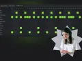 Kobieta w słuchawkach tworzy muzykę EDM na komputerze, programując rytm w edytorze perkusyjnym.