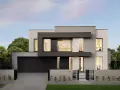 Modernas fachadas exteriores de casas con líneas limpias, grandes ventanales y detalles en mármol. Un diseño elegante y contemporáneo.