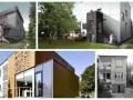 Kolaż zdjęć: stary dom kostka PRL, nowoczesna architektura, ludzie w ogrodzie, kobieta w białej sukience.